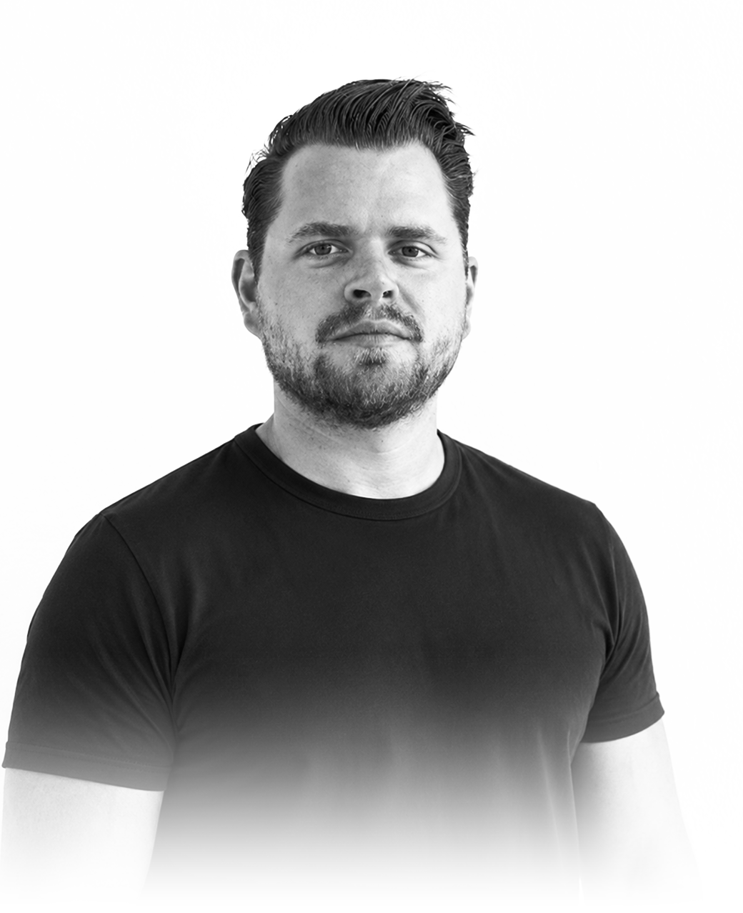 Viktor, founder of BuilderbergLAB, in a black-and-white portrait.